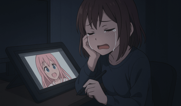 絵師が泣いている画像